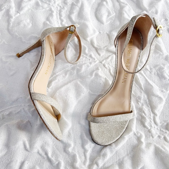 Stuart Weitzman Gold Heel Size 10 - Picture 3 of 9